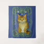 かわいい子猫インヴィンテージアールヌーボースタイル タペストリー (正面)