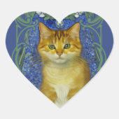 かわいい子猫インヴィンテージアールヌーボースタイル ハートシール (正面)