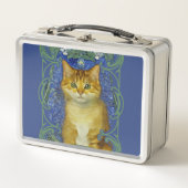 かわいい子猫インヴィンテージアールヌーボースタイル メタルランチボックス (正面)