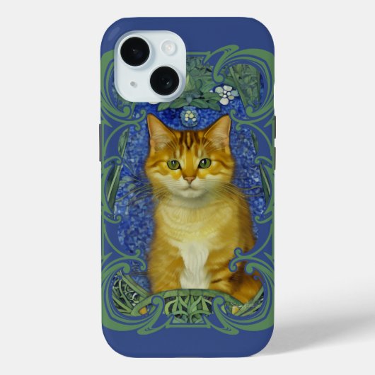 かわいい子猫インヴィンテージアールヌーボースタイル Case-Mate iPhoneケース (裏面)