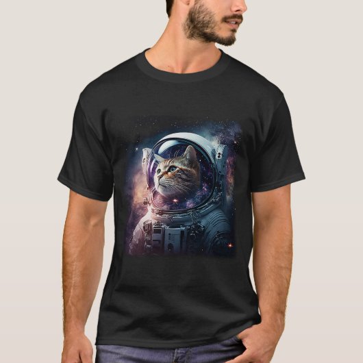 かわいい子猫イン深い宇宙猫 Tシャツ (正面)