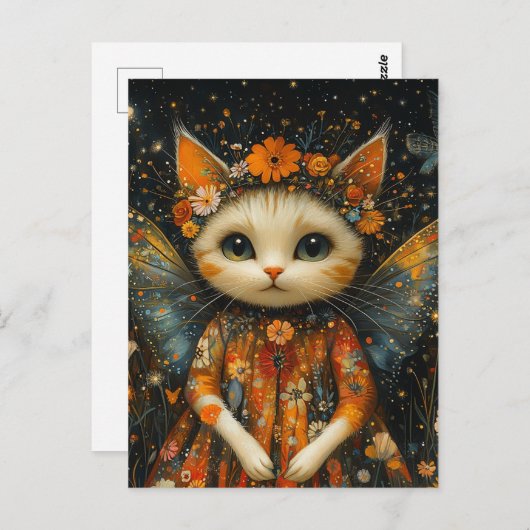 かわいい子猫エンジェル ポストカード (正面/裏面)