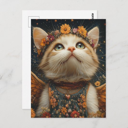 かわいい子猫エンジェル ポストカード (正面/裏面)