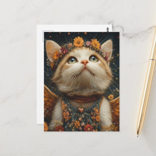 かわいい子猫エンジェル ポストカード (正面/裏面インサイチュ)