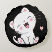 かわいい子猫オンブラック ラウンドクッション (裏面)