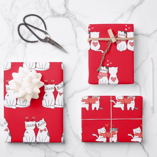 かわいい子猫カップル ラッピングペーパーシート (正面)