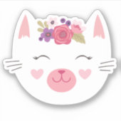 かわいい子猫ガールバースデーパーティー シール (正面)