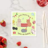 かわいい子猫キッズ誕生日パーティー スタンダードカクテルナプキン (インサイチュ)