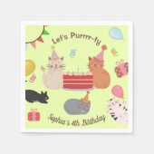 かわいい子猫キッズ誕生日パーティー スタンダードカクテルナプキン (正面)