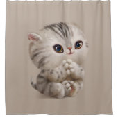 かわいい子猫キティ猫の水の色タンシャワーCu シャワーカーテン (正面)