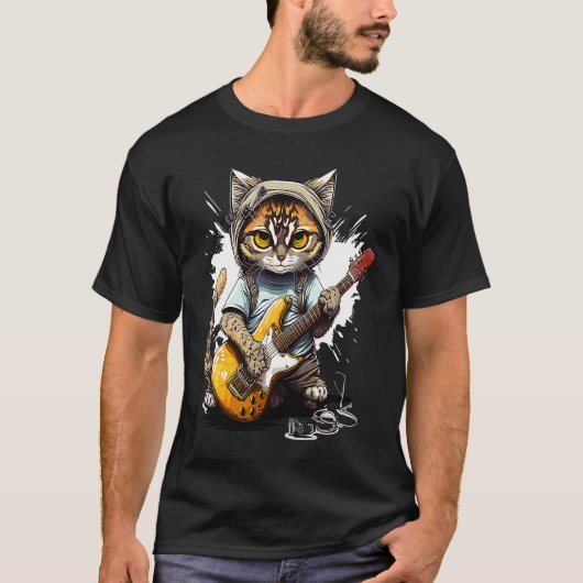 かわいい子猫ギター Tシャツ (正面)