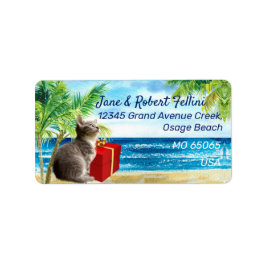 かわいい子猫ギフトボックスシーサイドフェスティバルカスタムラベル ラベル