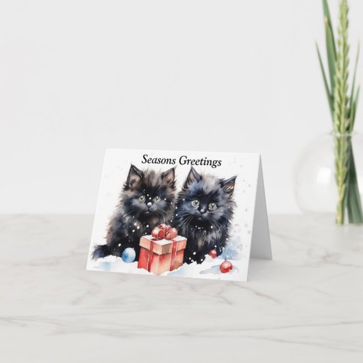 かわいい子猫クリスマスカード サンキューカード (正面)