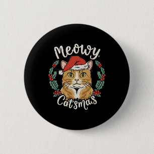 かわいい子猫クリスマスサンタハットマイオウィカタマスメンズW 缶バッジ