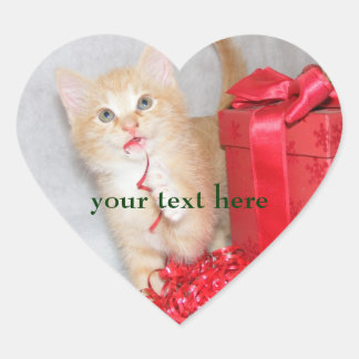 かわいい子猫クリスマスステッカー ハートシール