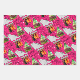 かわいい子猫クリスマスラッピング紙 ラッピングペーパーシート