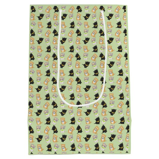 かわいい子猫グリーンパーソナライズされた抱き枕 ミディアムペーパーバッグ (裏面)