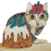 かわいい子猫グレイ虎猫のポークリスマス ラウンド壁時計