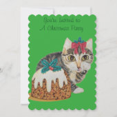 かわいい子猫グレイ虎猫のポークリスマス 招待状 (正面)