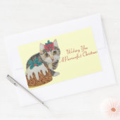 かわいい子猫グレイ虎猫のポークリスマス 長方形シール (封筒)