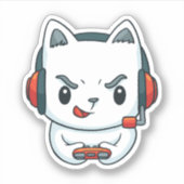 かわいい子猫ゲーマー シール (正面)