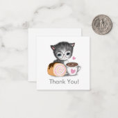 かわいい子猫コーヒーサンキューノートカード ノートカード (正面/裏面インサイチュ)