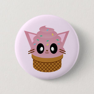 かわいい子猫コーンアイスクリームキャットニャー 缶バッジ