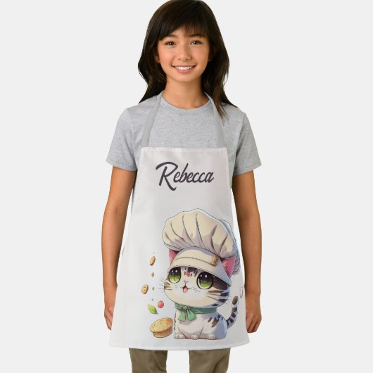 かわいい子猫シェフイラストレーション パーソナライズされた エプロン (インサイチュ)