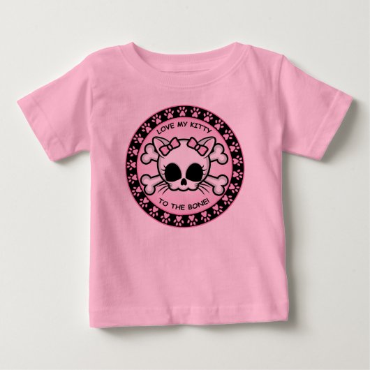 かわいい子猫スカル ベビーTシャツ (正面)