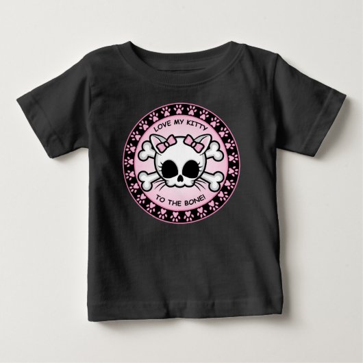 かわいい子猫スカル ベビーTシャツ (正面)