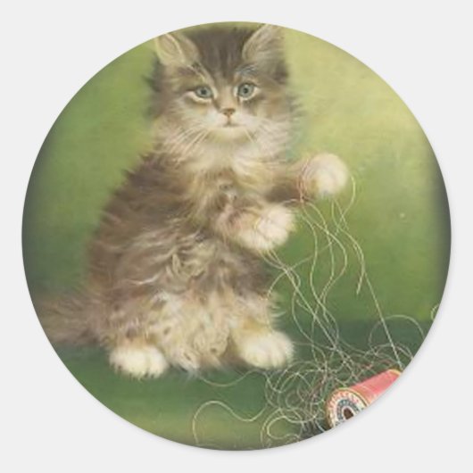 かわいい子猫ステッカー ラウンドシール (正面)