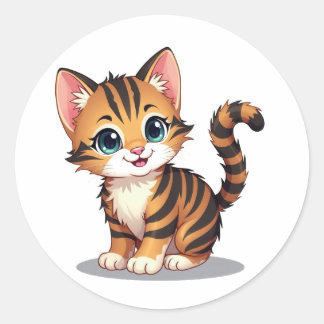 かわいい子猫ステッカー ラウンドシール