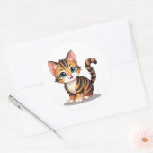 かわいい子猫ステッカー ラウンドシール (封筒)
