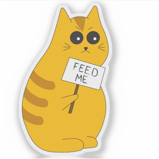 かわいい子猫ステッカー;空腹の猫 シール (正面)