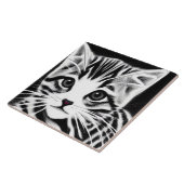 かわいい子猫ストライプの白黒 タイル (側面)