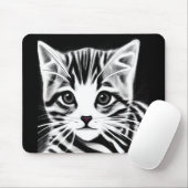 かわいい子猫ストライプの白黒 マウスパッド (マウス)
