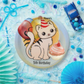 かわいい子猫ハッピーチャイルド誕生日 ペーパープレート (パーティー)