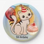 かわいい子猫ハッピーチャイルド誕生日 ペーパープレート (正面)