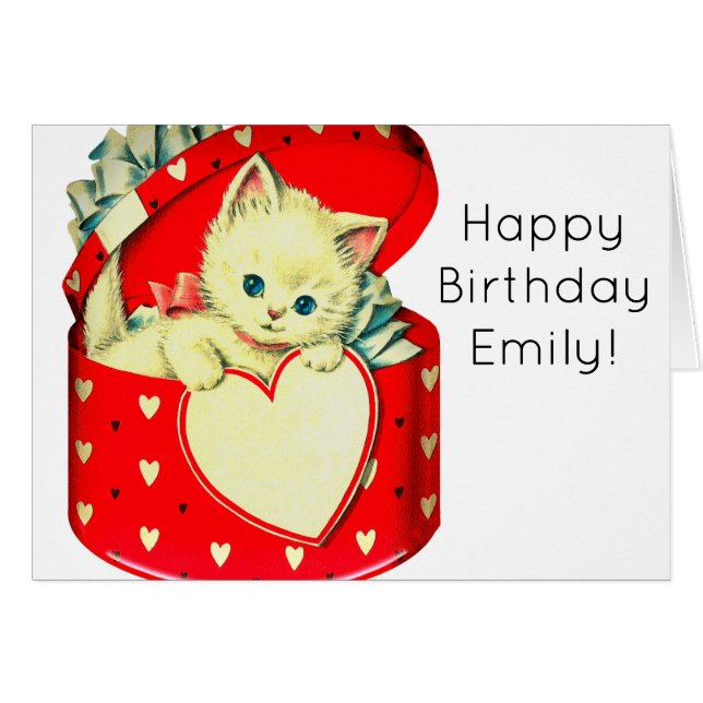 かわいい子猫ハートヴィンテージ猫レトロ子猫 (正面横)