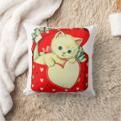 かわいい子猫ハートヴィンテージ猫レトロ子猫 クッション (ブランケット)