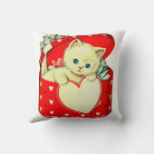 かわいい子猫ハートヴィンテージ猫レトロ子猫 クッション (裏面)