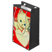 かわいい子猫ハートヴィンテージ猫レトロ子猫 スモールペーパーバッグ (裏面アングル)