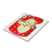 かわいい子猫ハートヴィンテージ猫レトロ子猫 タイル (側面)