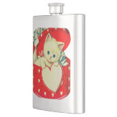 かわいい子猫ハートヴィンテージ猫レトロ子猫 フラスク (左)