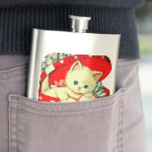 かわいい子猫ハートヴィンテージ猫レトロ子猫 フラスク (インサイチュ)