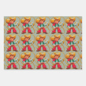 かわいい子猫ハートヴィンテージ猫レトロ子猫 ラッピングペーパーシート (正面3)