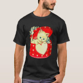 かわいい子猫ハートヴィンテージ猫レトロ子猫 Tシャツ (正面)