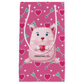 かわいい子猫ハート スモールペーパーバッグ (正面)