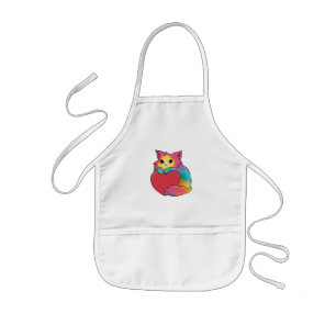 かわいい子猫ハート 子供用エプロン
