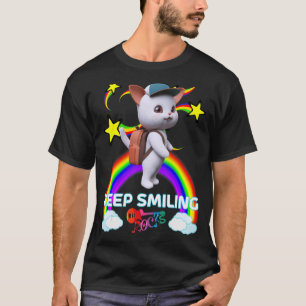 かわいい子猫バックパック野球帽保微笑 Tシャツ